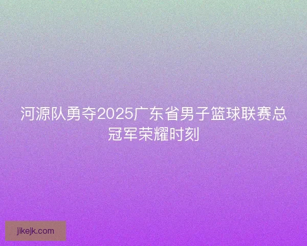 河源队勇夺2025广东省男子篮球联赛总冠军荣耀时刻